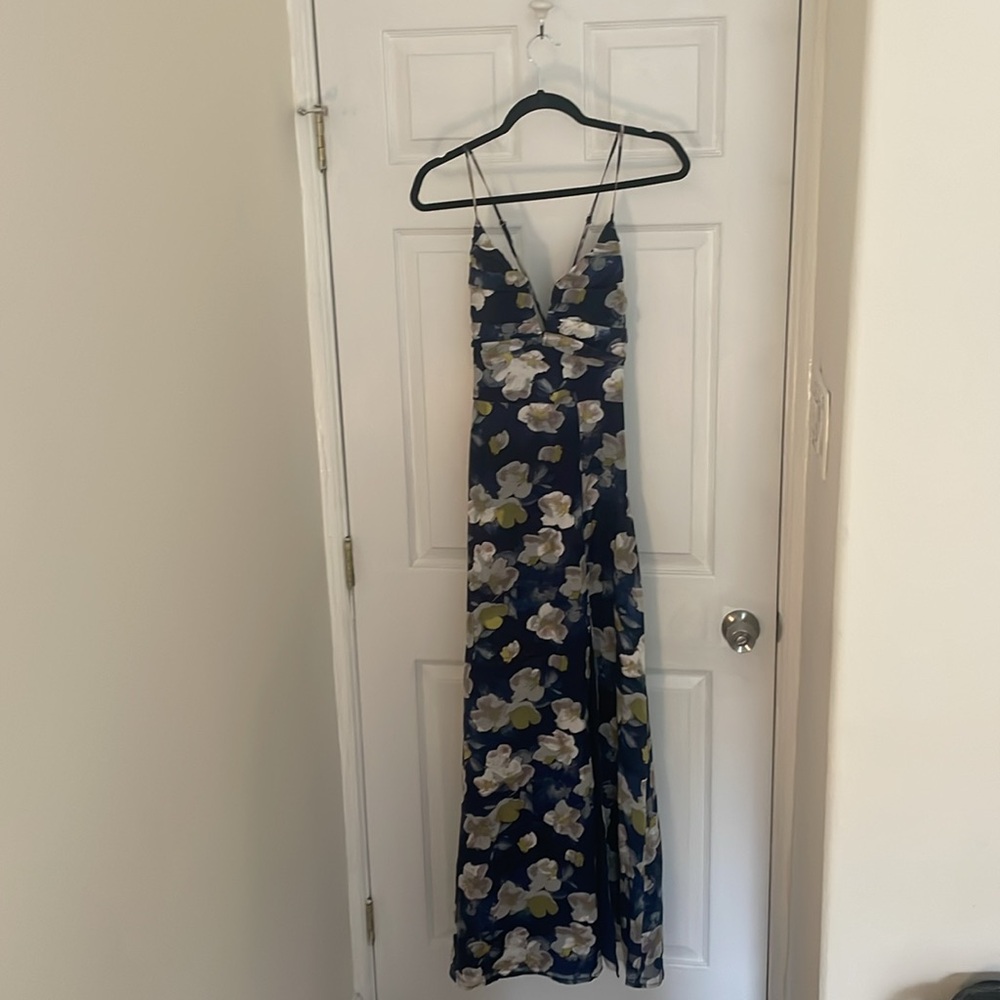 Lulus Floral Maxi Dress in Blue - Picture 2 of 6